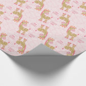Roze Giraffe Oerwoud Safari Het is een meisje Baby Cadeaupapier (Hoek)