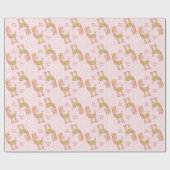 Roze Giraffe Oerwoud Safari Het is een meisje Baby Cadeaupapier (Vlak)