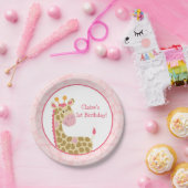 Roze Giraffe Papieren Bord met Aanpassing (Feest)