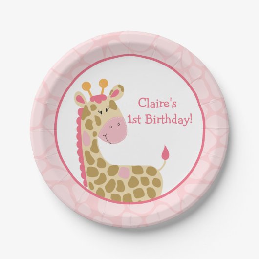 Roze Giraffe Papieren Bord met Aanpassing (Voorkant)