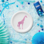 Roze Giraffe Papieren Bordje (Feest)