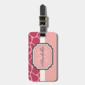 Roze Giraffe Patroon Bagagelabel (Voorkant verticaal)