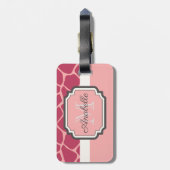 Roze Giraffe Patroon Bagagelabel (Achterkant verticaal)