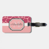 Roze Giraffe Patroon Bagagelabel (Achterkant horizontaal)
