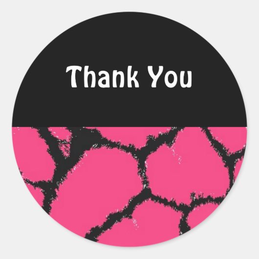 Roze Giraffe Patroon Bedankt Ronde Sticker (Voorkant)