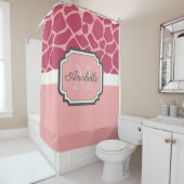Roze Giraffe Patroon Douchegordijn (In situ)