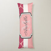 Roze Giraffe Patroon Lichaamskussen (Achterkant (Verticaal))