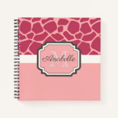 Roze Giraffe Patroon Notitieboek (Voorkant)