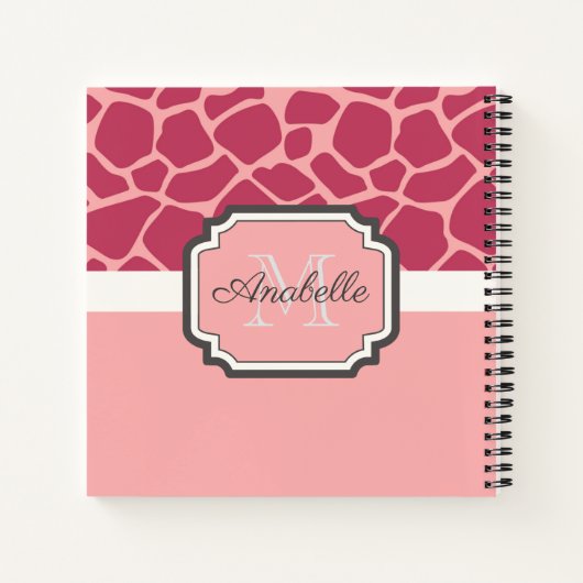 Roze Giraffe Patroon Notitieboek (Achterkant)