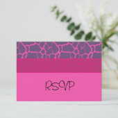 Roze Giraffe Patroon RSVP Kaartje (Staand voorkant)