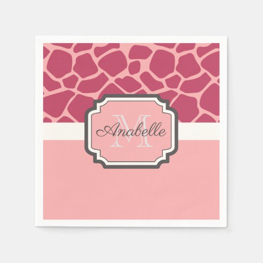Roze Giraffe Patroon Servet (Voorkant)