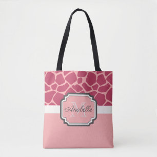 Roze Giraffe Patroon Tote Bag