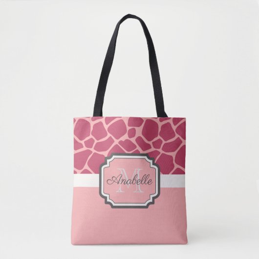 Roze Giraffe Patroon Tote Bag (Voorkant)