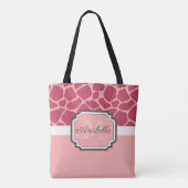 Roze Giraffe Patroon Tote Bag (Achterkant)