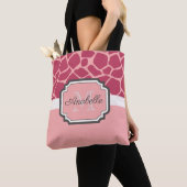 Roze Giraffe Patroon Tote Bag (Dichtbij)
