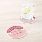 Roze Giraffe Patroon Zandsteen Onderzetter (Zijkant)