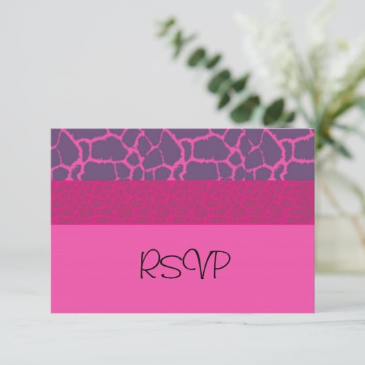 Roze Giraffe Pattern RSVP (Staand voorkant)