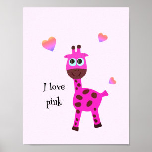 Roze giraffe poster