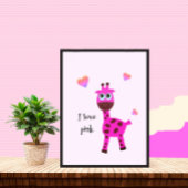 Roze giraffe poster