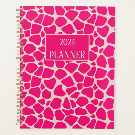Roze Giraffe Print Pattern Planner (Voorkant)
