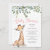 Roze Giraffe Safari per post Baby shower Kaart (Voorkant)