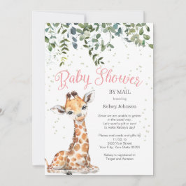 Roze Giraffe Safari per post Baby shower Kaart