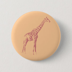 Roze Giraffe Schets Ronde Button 5,7 Cm