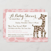 Roze Giraffe Spots Baby shower Kaart (Voorkant / Achterkant)