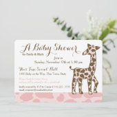 Roze Giraffe Spots Baby shower Kaart (Staand voorkant)