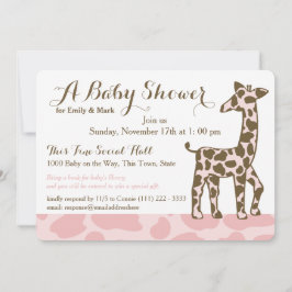 Roze Giraffe Spots Baby shower Kaart