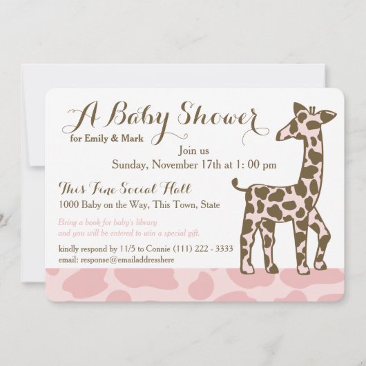 Roze Giraffe Spots Baby shower Kaart (Voorkant)