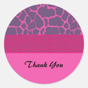 Roze Giraffe Vacht Patroon Dank Je Ronde Sticker