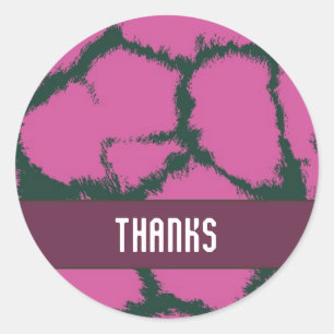 Roze Giraffe Vachtpatroon Bedankt Ronde Sticker