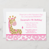Roze Giraffe Valentijnsdag Birthday Kaart (Voorkant)