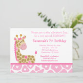 Roze Giraffe Valentijnsdag Birthday Kaart (Staand voorkant)