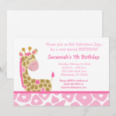 Roze Giraffe Valentijnsdag Birthday Kaart (Voorkant / Achterkant)