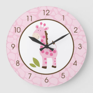 Roze Giraffe Wall Clock - Geen naam Grote Klok
