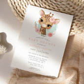 Roze Giraffe Waterverf Meisje Baby shower Kaart
