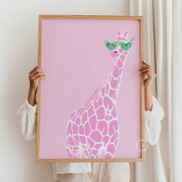 Roze Giraffe Zonnebril Wall Art – Dierenprint Poster