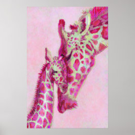 roze giraffen poster