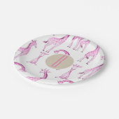 Roze Giraffes Baby shower Monogram Letter Initiaal Papieren Bordje (Gekanteld)