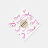 Roze Giraffes Baby shower Monogram Letter Initiaal Servetten (Hoek)