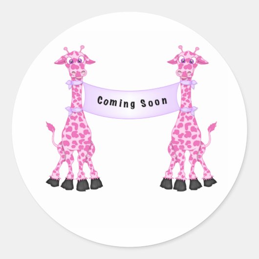 Roze Giraffes Binnenkort verkrijgbaar Ronde Sticker (Voorkant)
