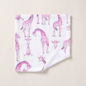 Roze Giraffes grillige meisjes Baby shower Kinder Bad Handdoek (Wasdoekje)