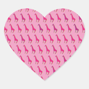 Roze Giraffes Hart Sticker