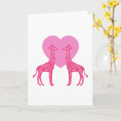 Roze Giraffes Kaart (Gele Bloem)