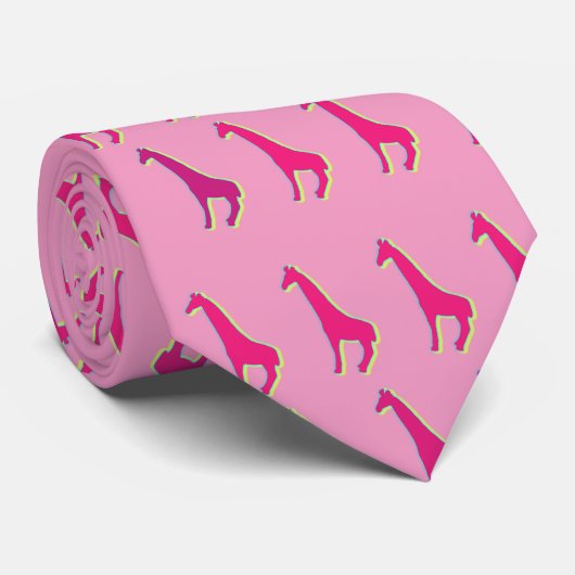 Roze Giraffes Stropdas (Opgerold)