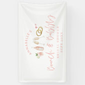 Roze, girale brunch en onbezet vrijgezellenfeest spandoek (Verticaal)