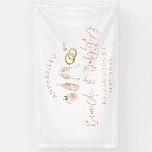 Roze, girale brunch en onbezet vrijgezellenfeest spandoek (Verticaal)