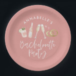 Roze, girale, moderne cocktailscriptie bachelorett papieren bordje<br><div class="desc">Roze,  girale,  moderne cocktailscript bachelorette paper bord party design.</div>